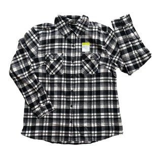 NWT Eddie Bauer Plaid Flannel Button Down Shirt Western Cowgirl Country Chores-L